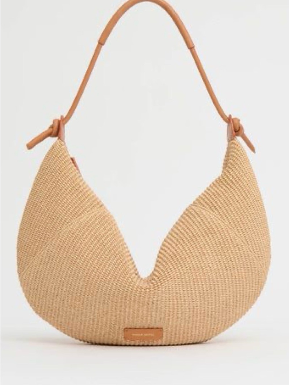 Mansur Gavriel Fortuna Raffia Shoulder Bag with Tan Leather Strap